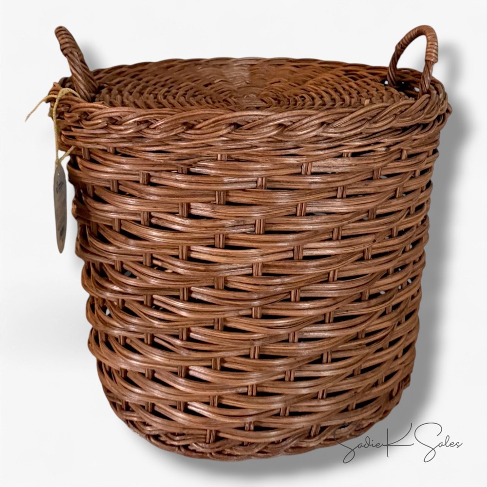 Round Chunky Straight Rattan Basket Dark Brown - Threshold Studio McGee, Target - Picture 7 of 8